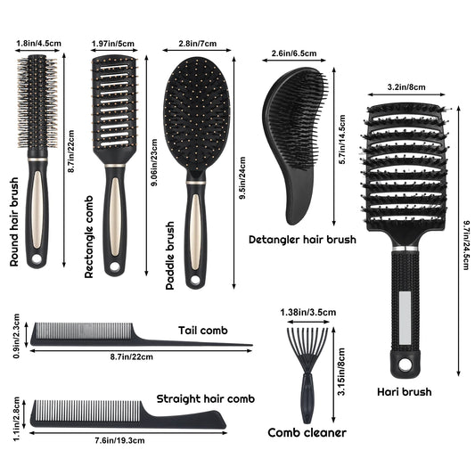 8 Pack Detangling Hairbrush for Men Women, Detangling Brush for Thick Curly Hair, Pain-Free Hair Brush Curly Hair, anti Breakage Hair Brush