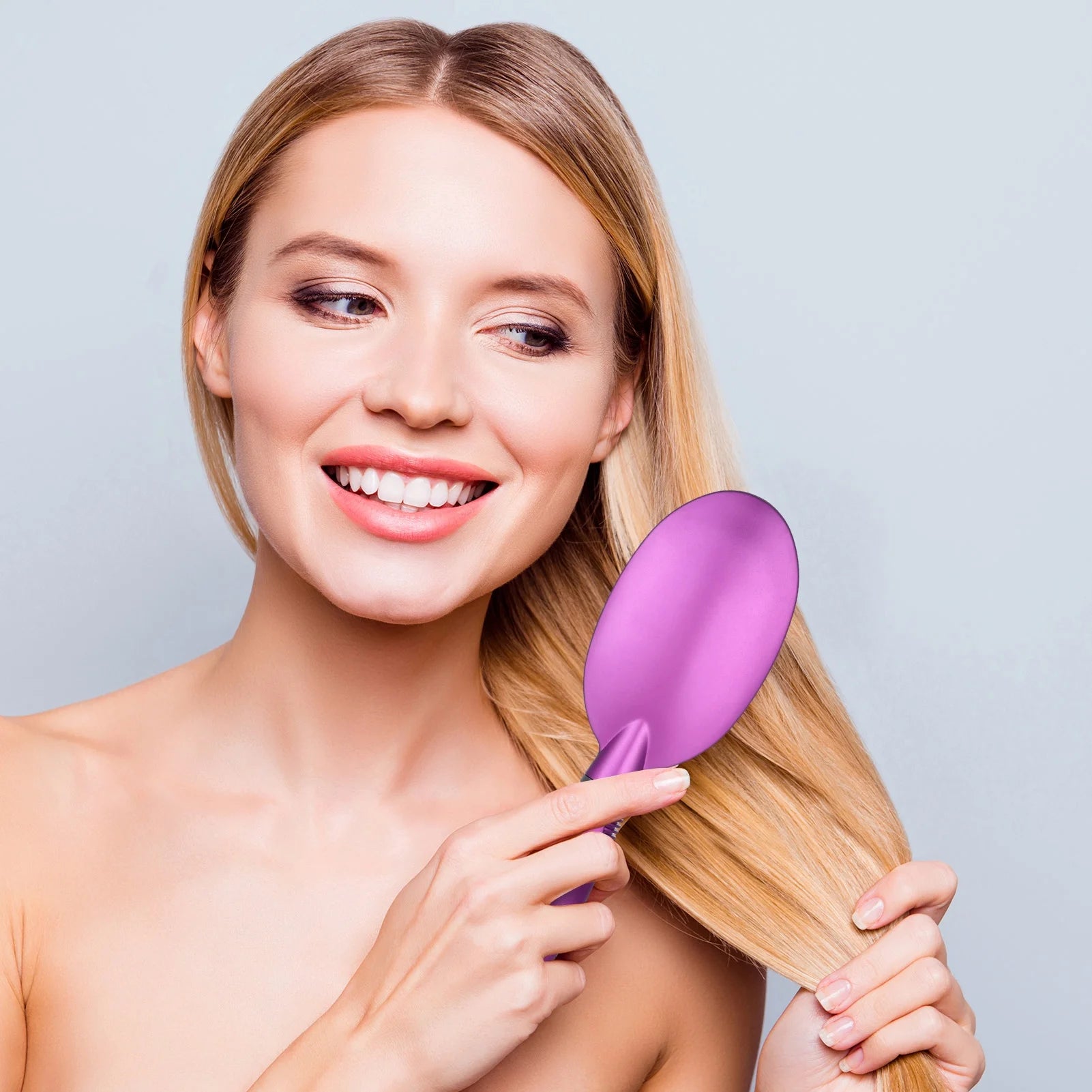 7 Pcs Hair Brush and Comb Set round Brush Paddle Brush Detangle Hair Brush and Combs Wet Dry Brush for Women Men Hair Styling(Purple 7)