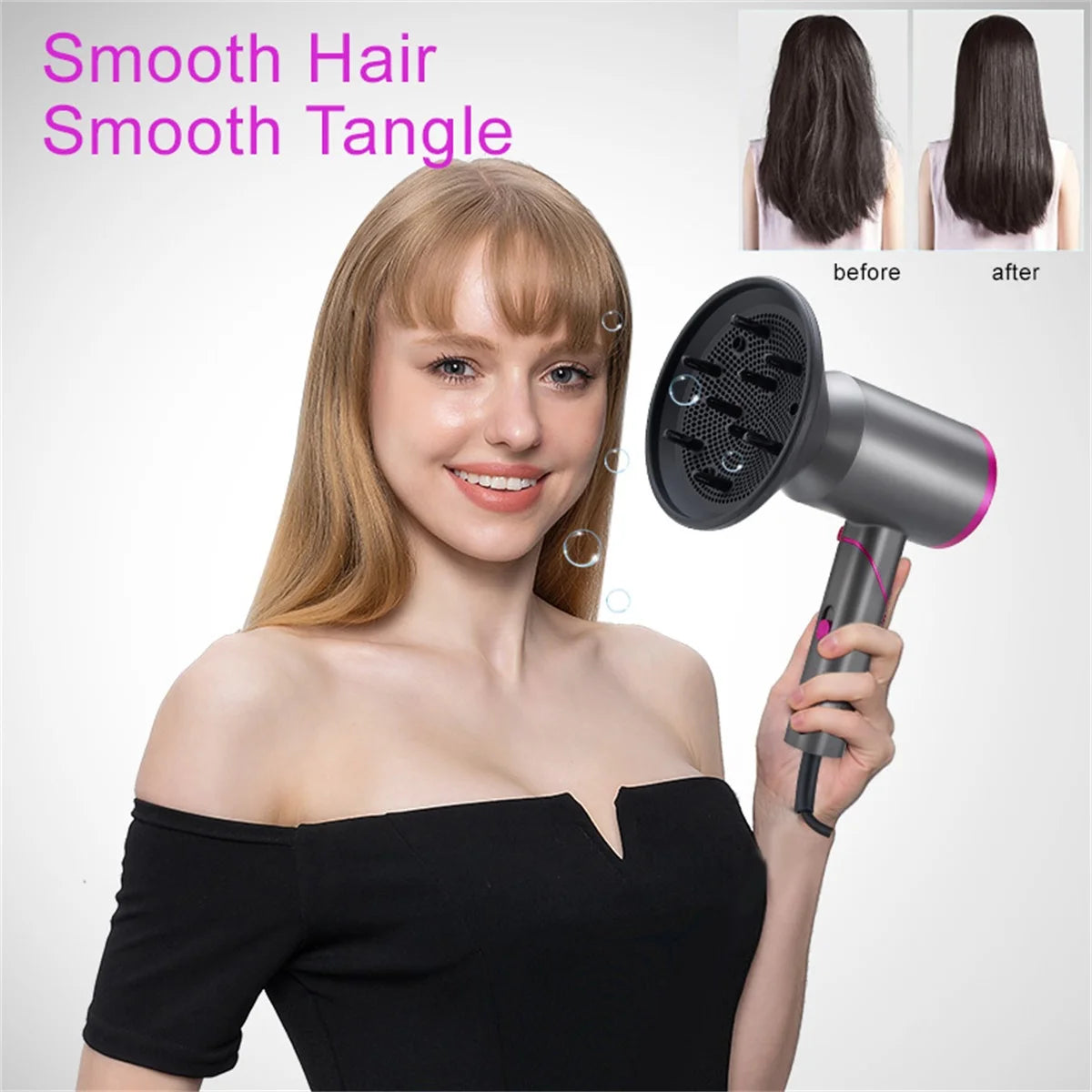 Ionic Hair Dryer - Powerful 1800W, Frizz-Free Technology, Travel-Friendly Design