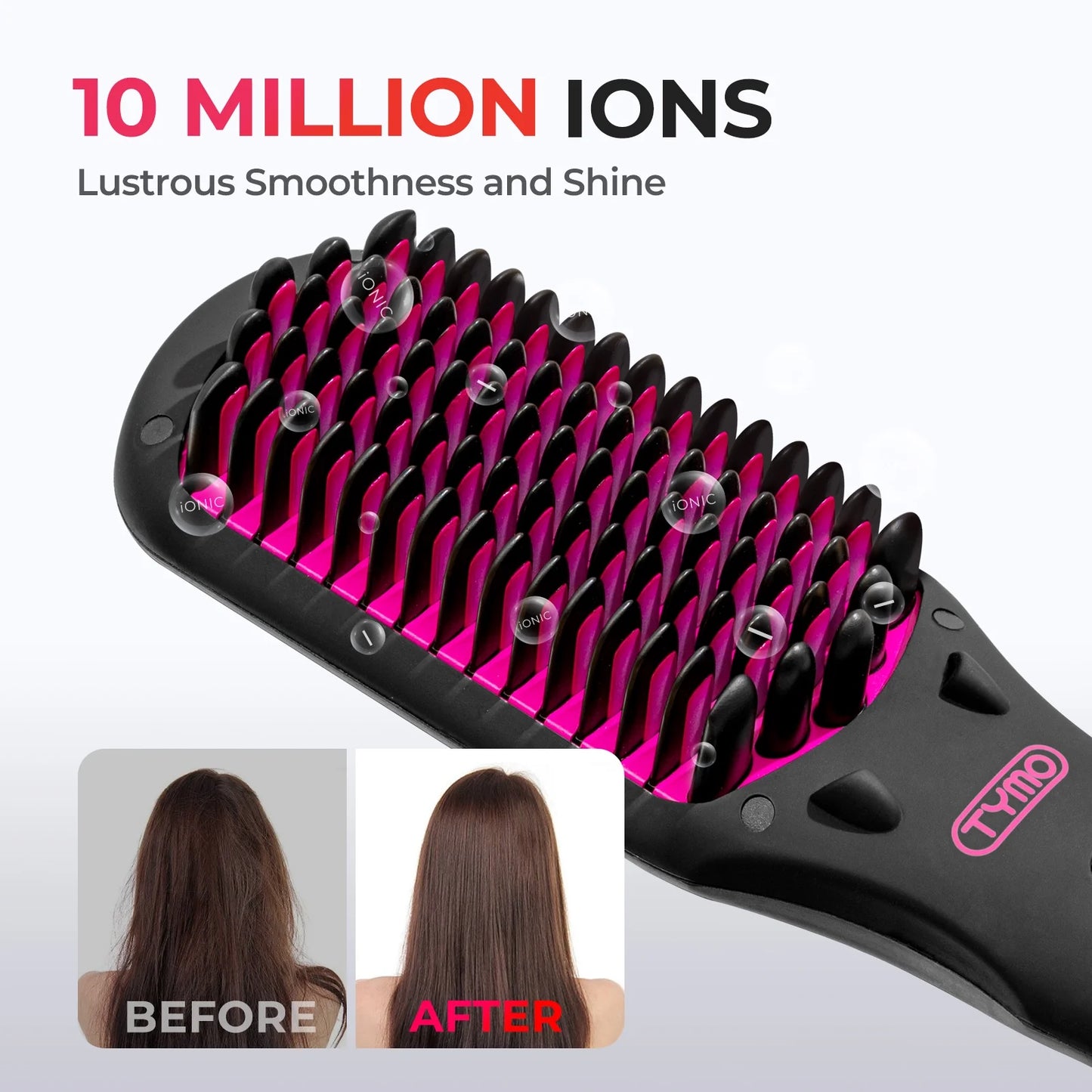 Ionic Hair Straightener Brush with 16 Temp Setting, LED Display Flat Iron Comb, Dual Voltage