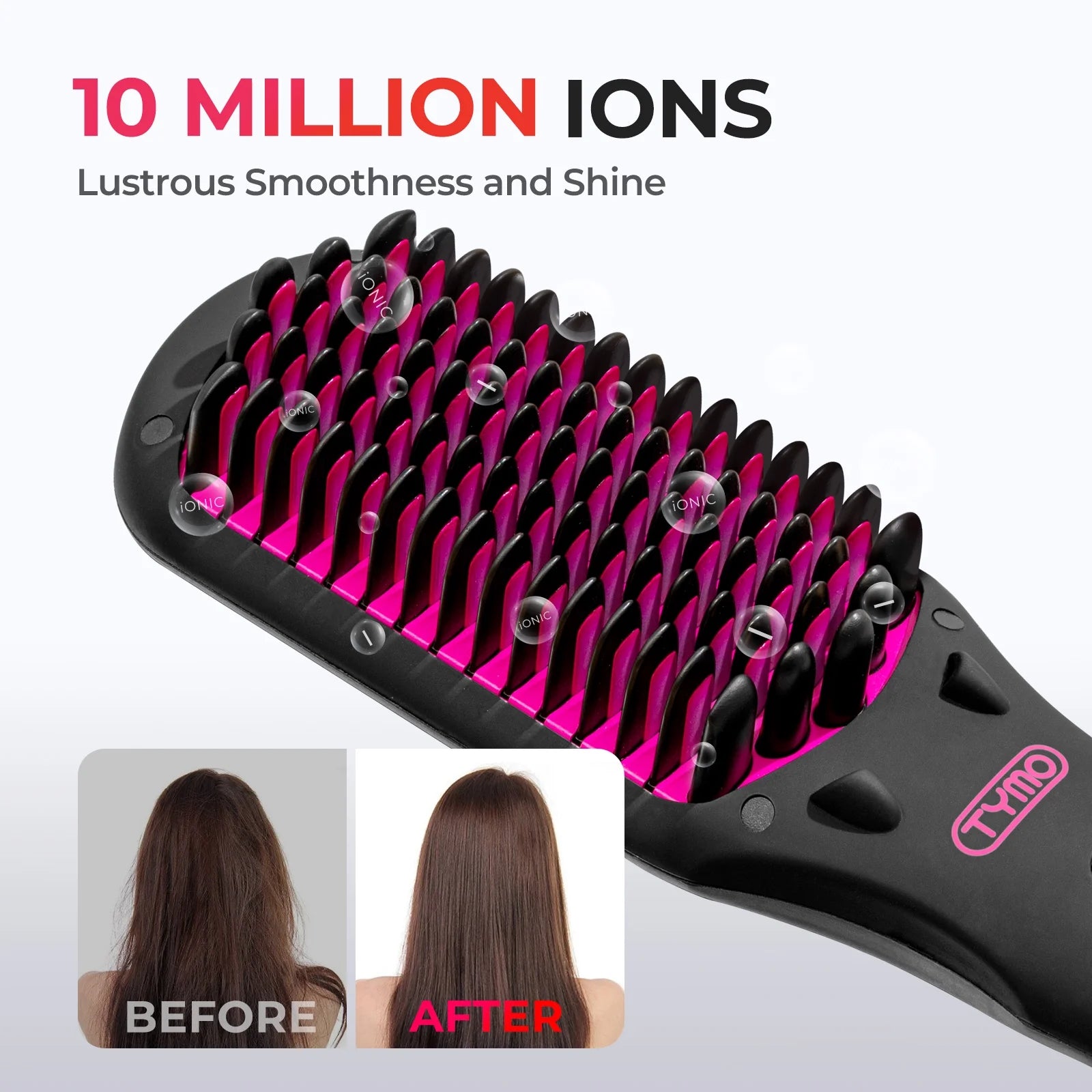 Ionic Hair Straightener Brush with 16 Temp Setting, LED Display Flat Iron Comb, Dual Voltage