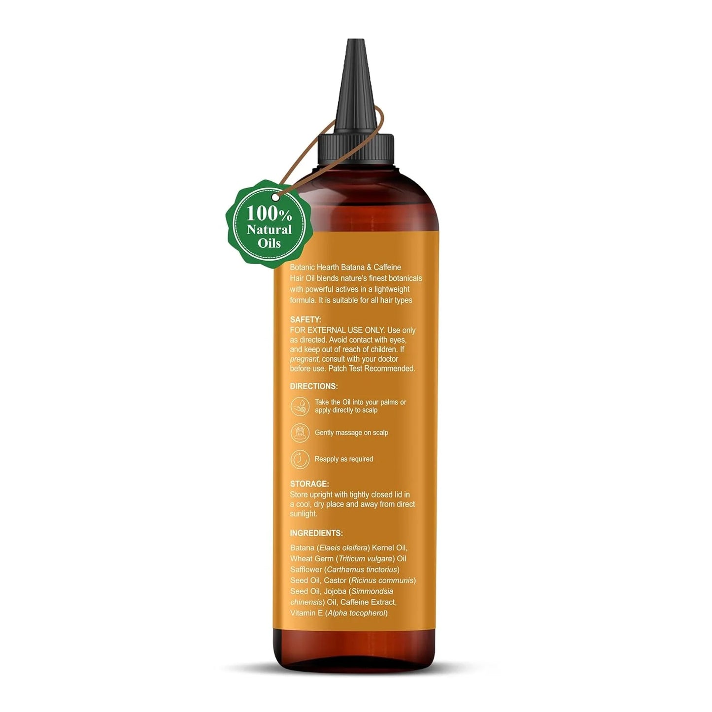 Batana & Caffeine Hair Oil (6.7 Fl Oz) | Revitalizing and Strengthening Hair Treatment for Fuller, Healthier-Looking Hair | Paraben Free | Suitable for All Hair Types