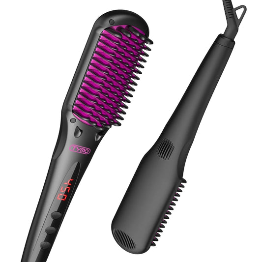 Ionic Hair Straightener Brush with 16 Temp Setting, LED Display Flat Iron Comb, Dual Voltage