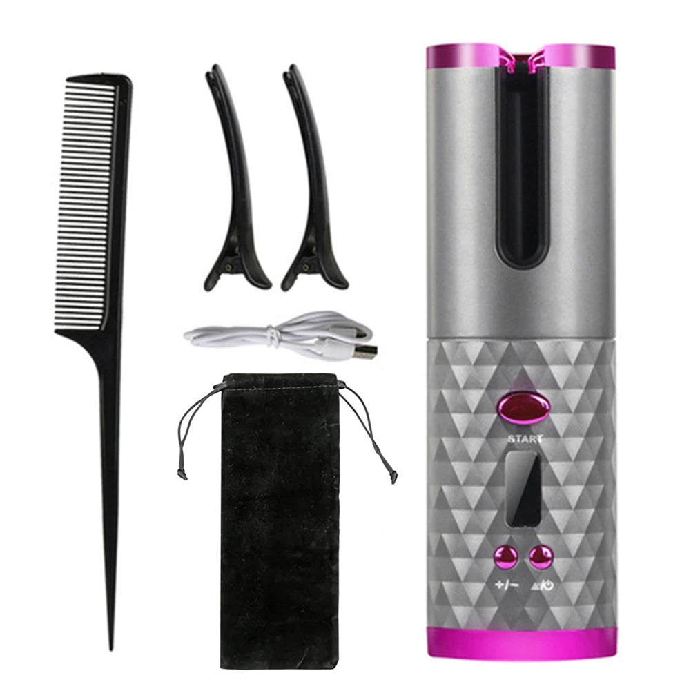 Wireless Hair Curler Portable Wireless Automatic Hair Curler Scald-Free Multi-Function Rechargeable Women Curls Waves Tool