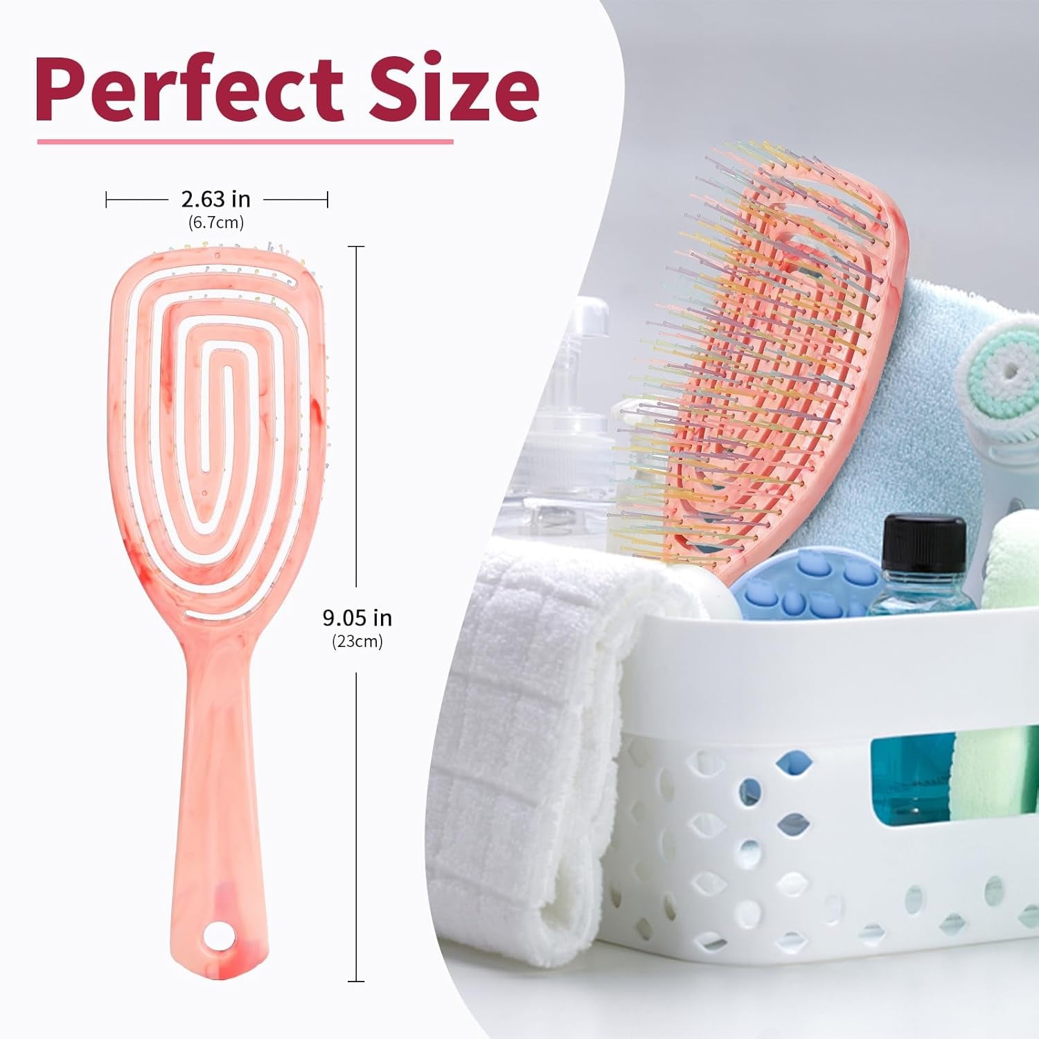 Detangling Wet Hair Brush for Curly or Straight Hair, Vented Detangler Hairbrush with Double-Layered Ultra and Soft-Nylon Bristles for Wet or Dry Hair, Gift for Women Girls Kids