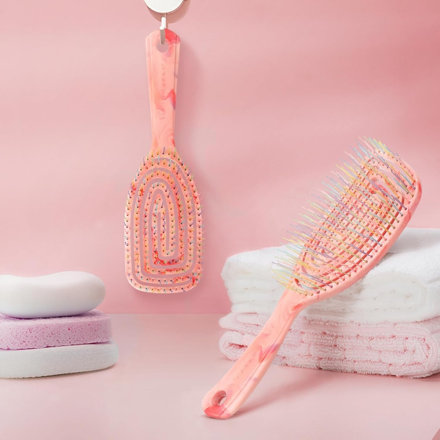Detangling Wet Hair Brush for Curly or Straight Hair, Vented Detangler Hairbrush with Double-Layered Ultra and Soft-Nylon Bristles for Wet or Dry Hair, Gift for Women Girls Kids