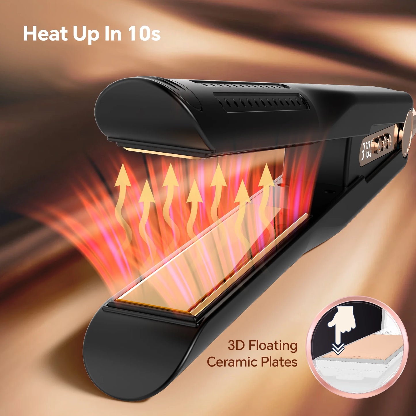 Airflow Styling, Hair Straightener, 1 Inch Curling Wand Cool Air Vent, 5 Temp, Universal Voltage