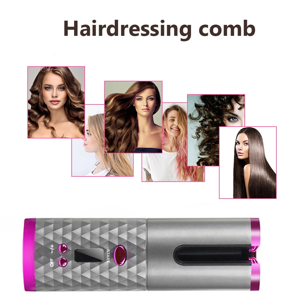 Wireless Hair Curler Portable Wireless Automatic Hair Curler Scald-Free Multi-Function Rechargeable Women Curls Waves Tool