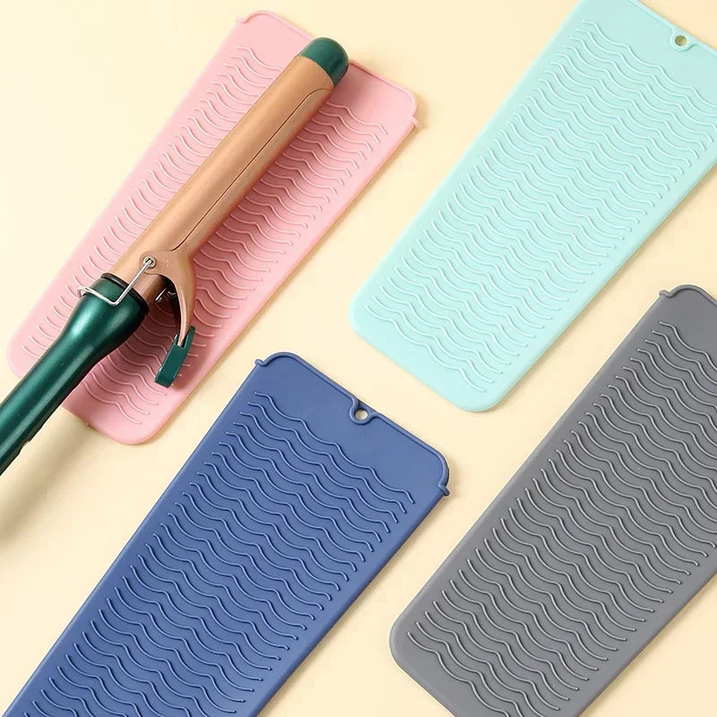 Silicone Hair Curling Wand Cover Hair Straightener Storage Bag Hairdressing Curling Iron Insulation Mat Heat Resistant Pouch
