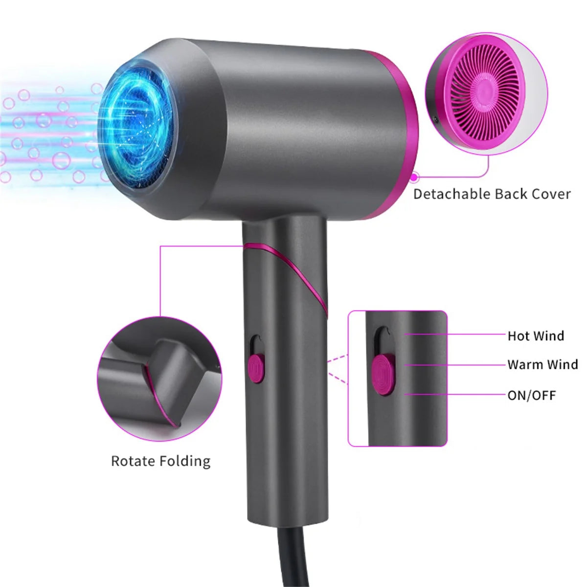 Ionic Hair Dryer - Powerful 1800W, Frizz-Free Technology, Travel-Friendly Design