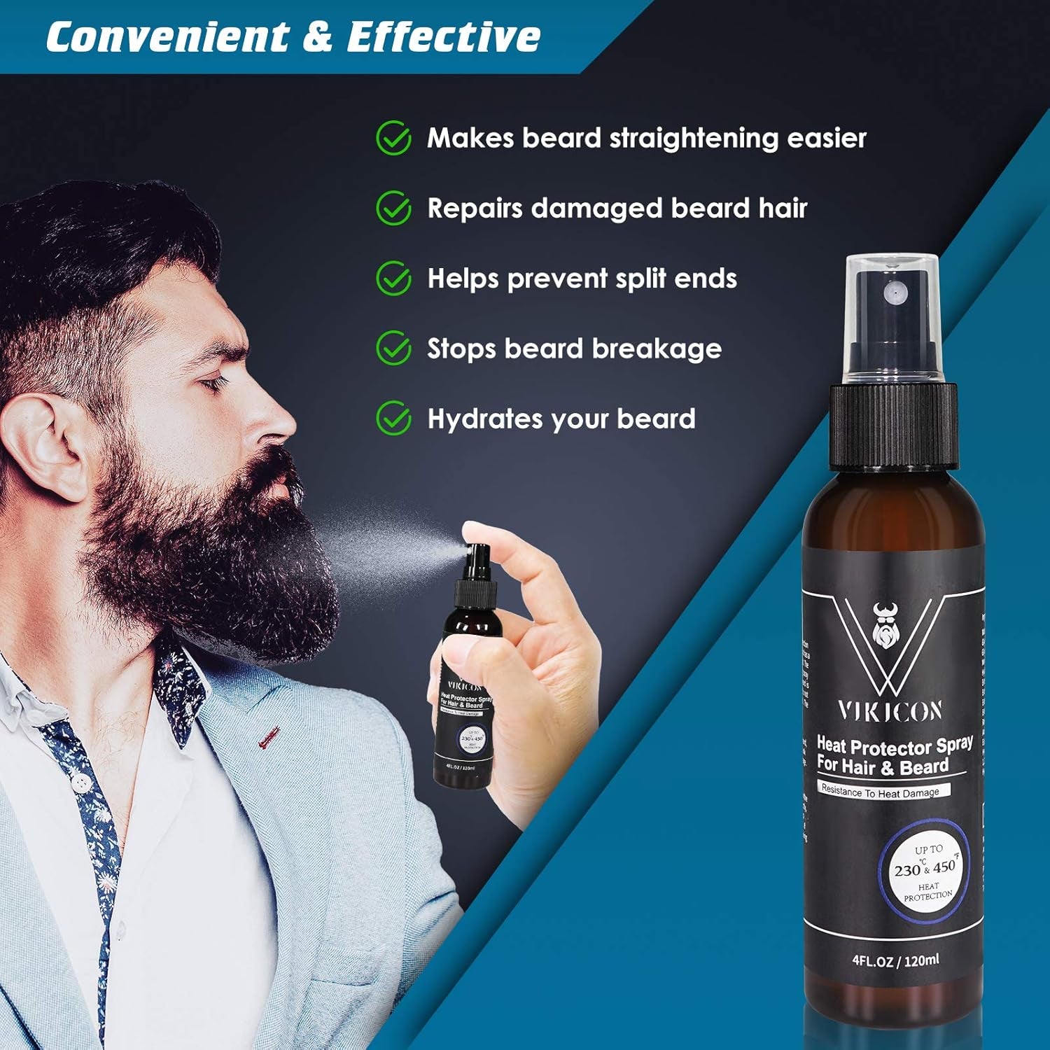 Shield Heat Protectant Spray - Blend Prevents Damage & Breakage for Hair and Beard