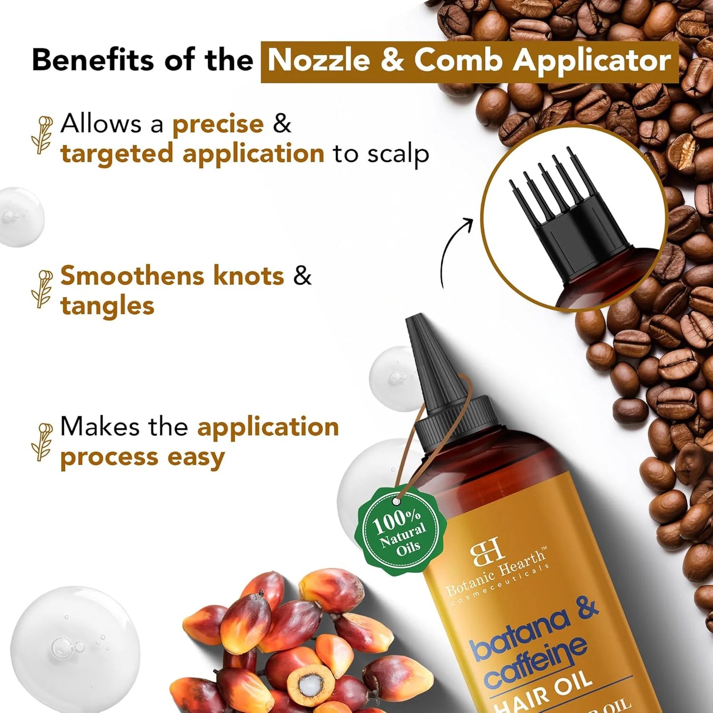 Batana & Caffeine Hair Oil (6.7 Fl Oz) | Revitalizing and Strengthening Hair Treatment for Fuller, Healthier-Looking Hair | Paraben Free | Suitable for All Hair Types