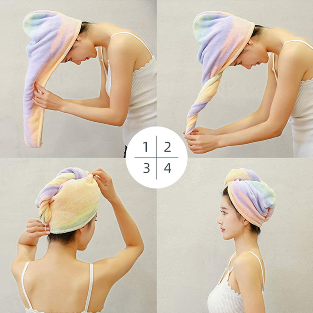 Microfiber Hair Drying Wrap Towel for Women Turban Fast Dry Multicolored