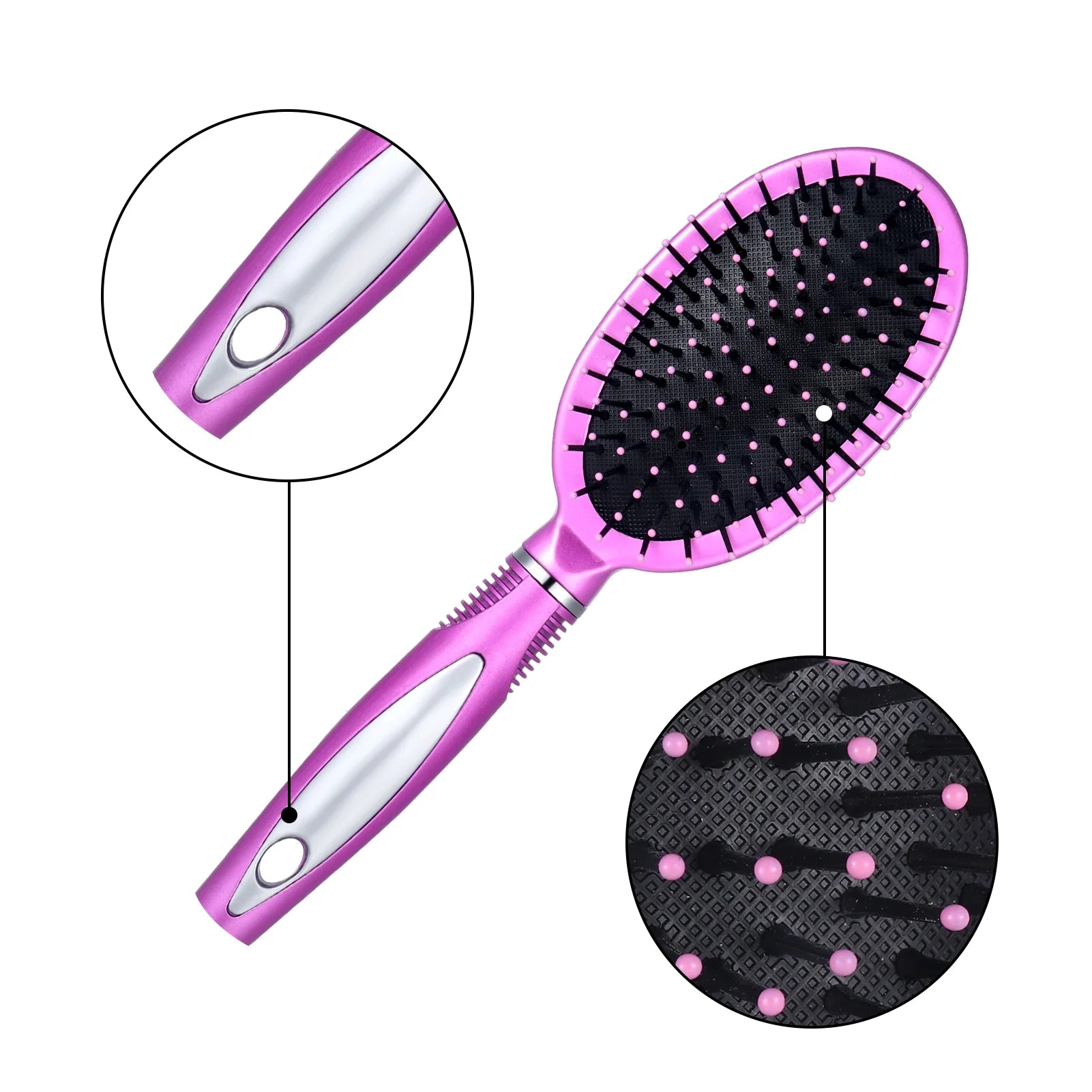 7 Pcs Hair Brush and Comb Set round Brush Paddle Brush Detangle Hair Brush and Combs Wet Dry Brush for Women Men Hair Styling(Purple 7)