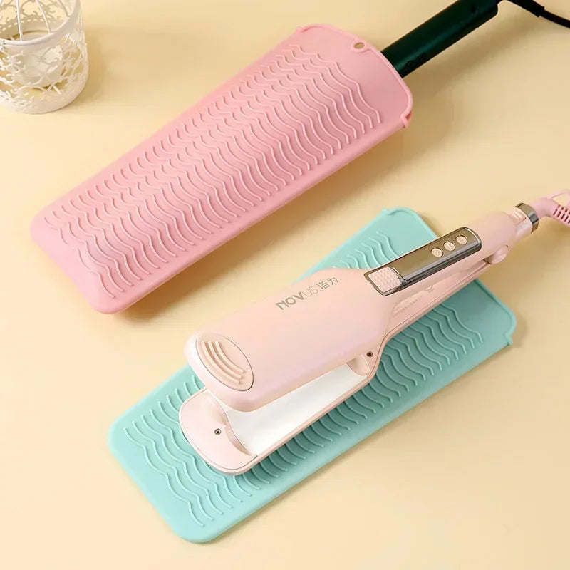 Silicone Hair Curling Wand Cover Hair Straightener Storage Bag Hairdressing Curling Iron Insulation Mat Heat Resistant Pouch