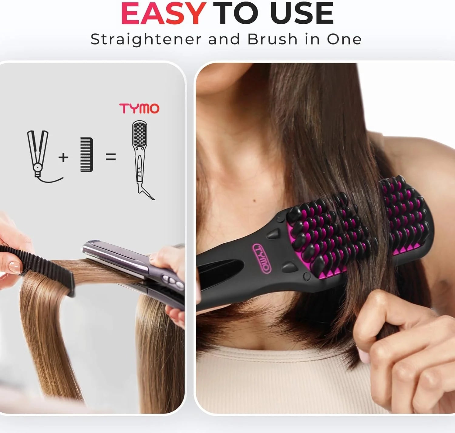Ionic Hair Straightener Brush with 16 Temp Setting, LED Display Flat Iron Comb, Dual Voltage