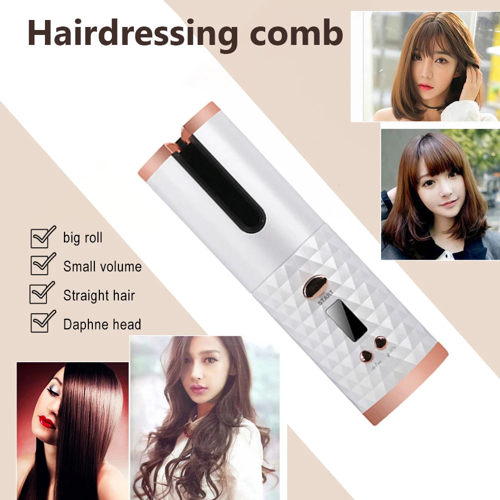 Wireless Hair Curler Portable Wireless Automatic Hair Curler Scald-Free Multi-Function Rechargeable Women Curls Waves Tool