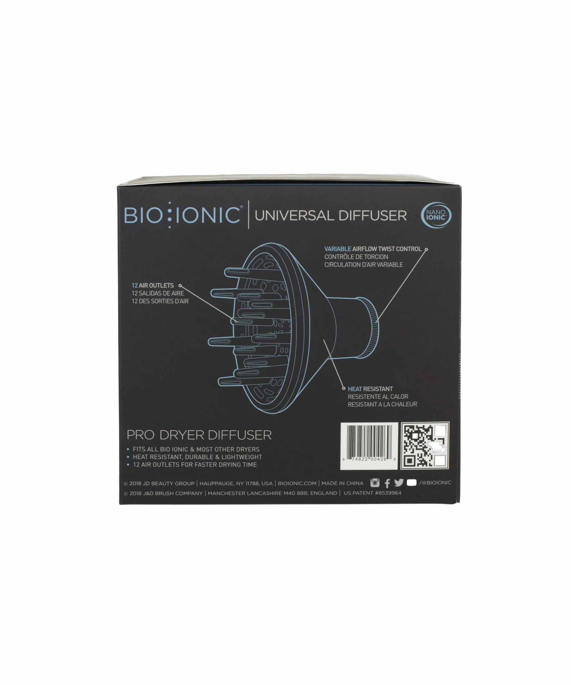 Universal Diffuser Attachment for Hair Dryer, Compatible with Most Blow Dryers, Black